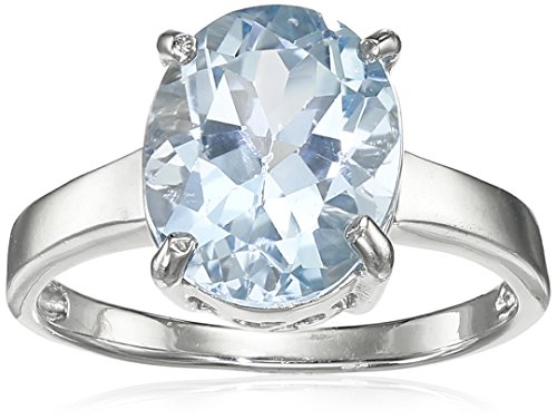 Sterling Silver Oval Blue Topaz Ring, Size 6