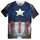 Captain America Civil War Costume Men's t-Shirt (XXL, Blue)