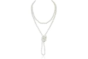 RIAH FASHION Hand Knotted Beads Endless Long Statement Necklace - Handmade Versatile Beaded Strand Lariat Multi Layer Infinity Wrap 60" Sparkly Faceted Crystal Rondelle, Faux Pearl