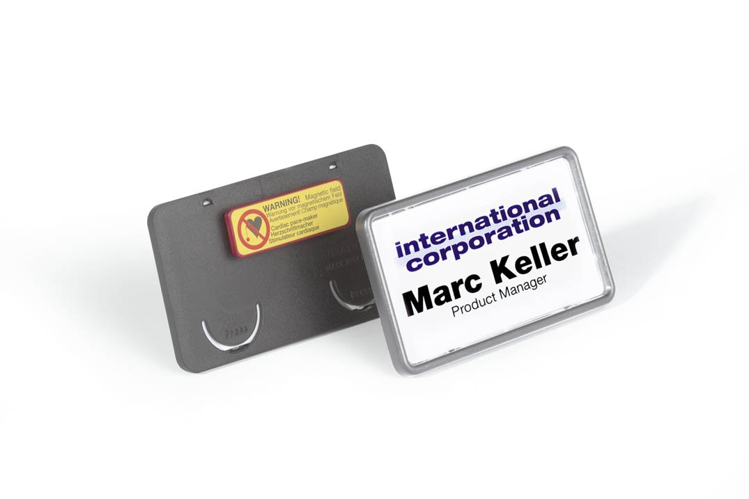 Durable Clip-Card 813001 Name Badges with Combi-Clip 40 x 75 mm Pack of 25 Black