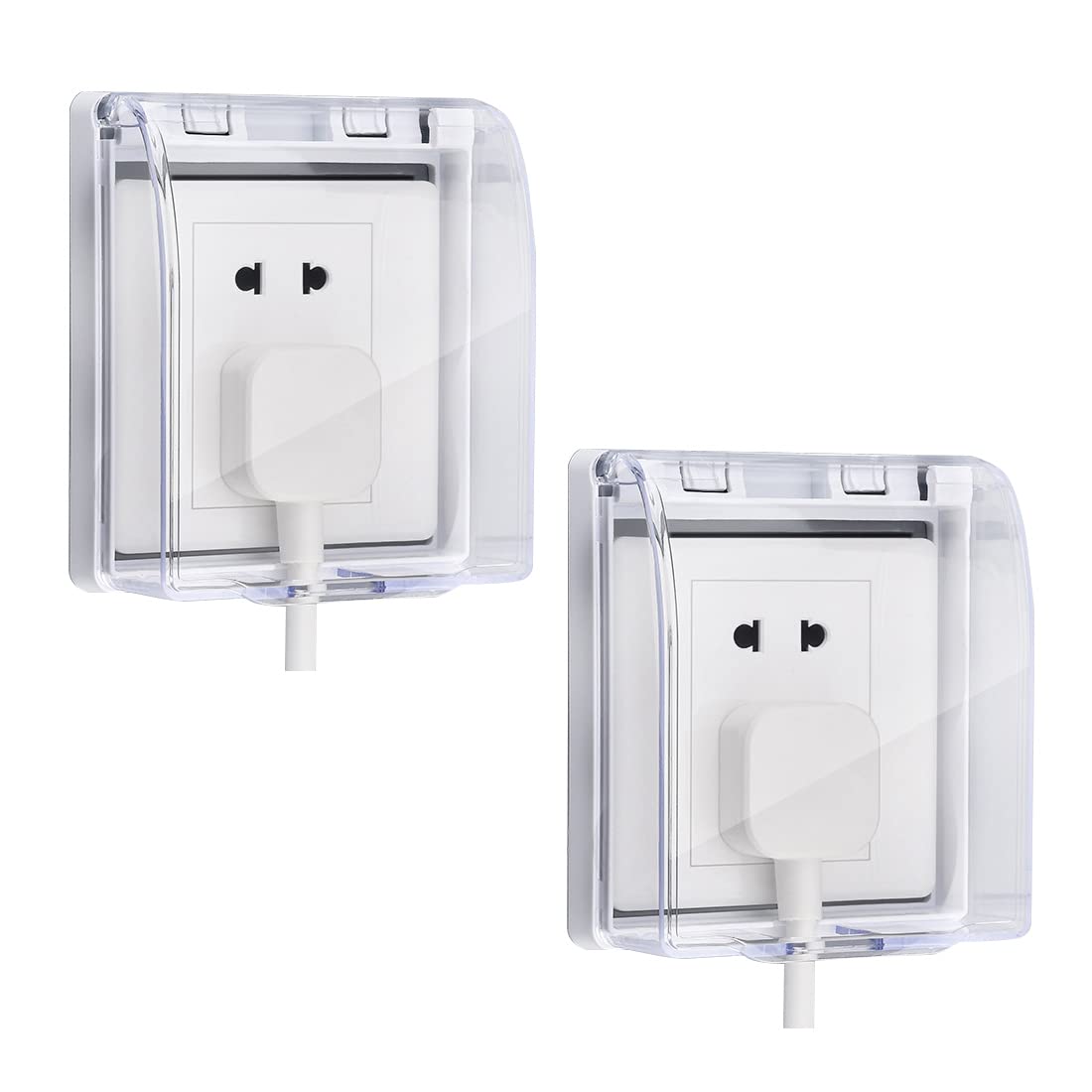 Hsthe Sea Universal Waterproof Socket Box, 86 Type Wall Switch Face Plate Panel, Cover Protector for Socket and Switch (Clear, 2 PCS)