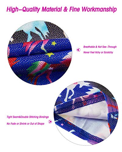 Kids4ever Leotards for Girls Gymnastics Unicorn Toddler Unitard Sparkly Biketards with Shorts 4T 5 T