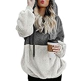 Bibowa Women's Double Fuzzy Casual Soft Skin-Friendly Loose Sweatshirt Hoodie Pullover Coat