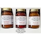 SouthernAirs Old-Fashioned Jam Trio / FROG Jam / Cinnamon Pear Jam / Peach Jam / All-Natural Holiday Treat in Gift Box