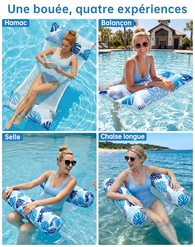 Wincany XL Inflatable Swimming Pool Buoy Set of 2, Mattresses with Net for Adults, Adult Swimming Pool, Water Hammock Ideal for Beach, Sea, Summer Holidays and Leisure