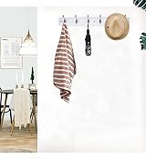 DOKEHOM 6 Satin Nickel Hooks on White Wooden Board Wall Mounted Rack view 6