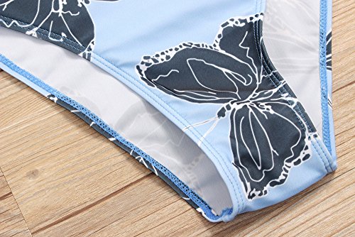 Women Long Sleeve Swimsuit 2Pcs Swimsuit Beachwear Push Up Padded Swimwear Plus Size Bikini Set Butterfly Print - Thumbnail 7