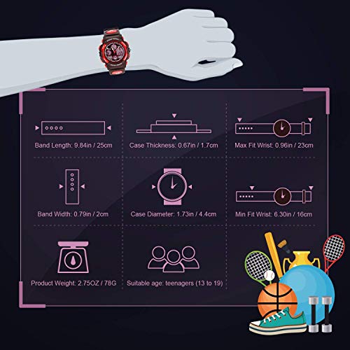 5 Waterproof+Stopwatch+Digital+Quartz+Wristwatch