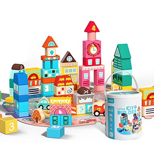 Mideer Kids Wooden Building Blocks Set - 100 Pieces