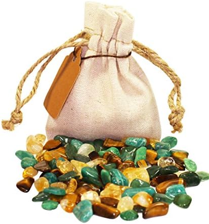 Money Power Pouch Healing Crystals Set with XS Tumbled Stones Polished Natural Mineral Gemstones (Money)