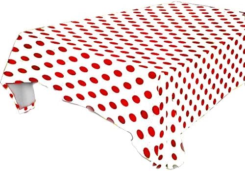 Polka Dot Rectangular 60x120 Tablecloth (White and Red) By Florida Tablecloth