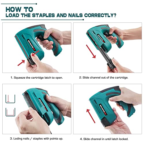 Cordless Staple Gun, NEU MASTER 2 in 1 Electric Brad Nailer/Stapler, 4V