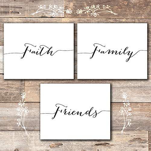 Amazon.com: Faith Family Friends Wall Art Prints (Set of 3) - Unframed