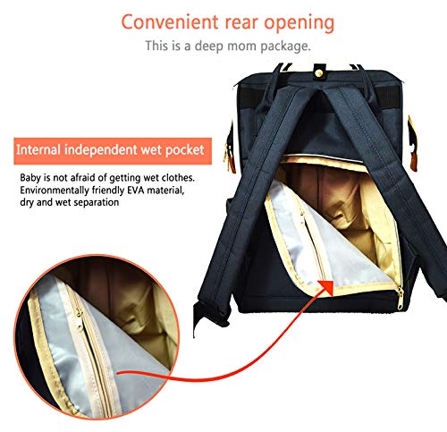 Pirate Diaper Backpack Large,Ship with Black Flags Floating on Ocean in Rays of Sun Caravel Watercraft Nautical Decorative Nappy Bags Multi-Functional,16.5x10.6x6.7inch,Multicolor