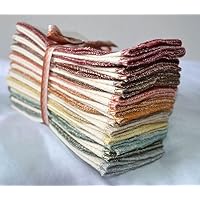 Paperless Towels, 1-Ply, Made from Natural Unbleached Cotton Birdseye Fabric - 11x12 inches (28x30.5 cm) Set of 10 in Assorted Earthtone Colors