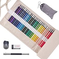 Scriptract Colored Pencils 48 Count Set, Oil Based Colored Pencils Artist Quality with Canvas Roll Wrap Extender Sharpener Eraser, Perfect for Adults Coloring & Kids Drawing, Pre-sharpened (48Colors)