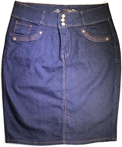 No Fuze Women's Stretch Knee High Length Denim Skirt 24" Size 14