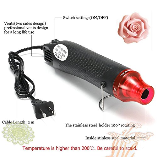 Wecando Mini Hot Air Gun 110V 300W Portable Heat Gun for Heat Shrink Tubing DIY Embossing Shrink Wrapping Drying Paint Multi Function Hand-Hold Electrical Heat Tool (White)