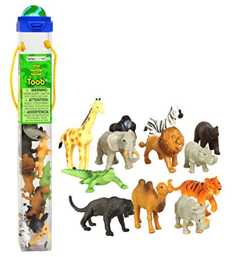Safari Ltd Wild TOOB With 12 Great Jungle Friends, Including a Giraffe, Brown Bear, Tiger, Camel, Lion, Crocodile, Gorilla, Hippo, Rhino, Zebra, Panther and Elephant (Discontinued by manufacturer)