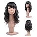 MelodySusie Mid Length Curly Wavy Wig for Women, 17 inches Hair Replacements Wig with Bang, Synthetic Fiber, Natural as Human Hair, for Daily Halloween Cosplay with Wig Cap, Light Brown (#054Black)