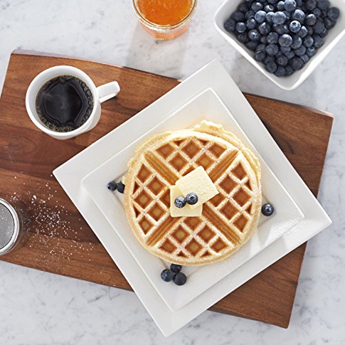 Amazon Basics 16Piece Classic White Kitchen Dinnerware Set, Square