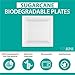Ilyapa 50 Biodegradable Disposable Square Plates - 6 Inch White Compostable & Microwavable Tree Free Sugarcane Plates for Dessert, Salad or Appetizer, Bulk Set