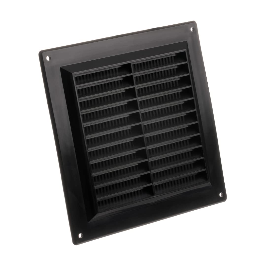 150x150mm / 6x6 inch Air Vent Cover - Ventilation Grille with Flyscreen - ABS Plastic Black
