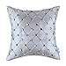 Euphoria CaliTime Pillow Cover Faux Silk Gray Ground Three-tone Diamonds Lattice Geometric Chain Embroidered 18" X 18"
