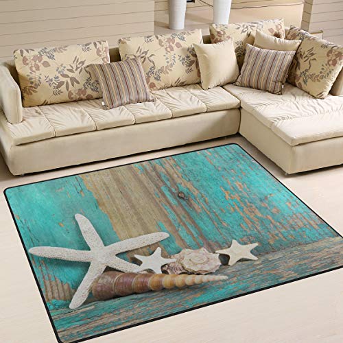 ALAZA Beach Rug, 5x7 Large Ocean Area Rugs for Living Room Bedroom