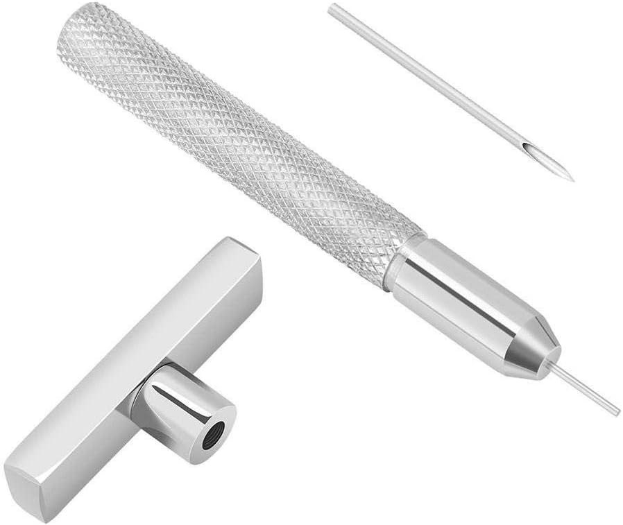 Body Piercing Tools, Body Needles, Piercing Needles 2 Sizes Tattoo Accessories Body Piercing Needle Pusher 316L Steel Holder Piercing Tool (L)