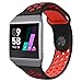 UMTELE Compatible for Fitbit Ionic Band, Two-Toned Perforated Strap Breathable Accessory Wristband with Quick Lock&Release Buckle Replacement for Fitbit Ionic Smart Watch, Large, Black/Red