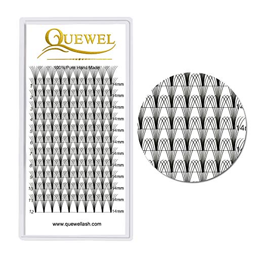 Russian Volume Premade Fans Eyelashes Extension 8D Thickness 0.07mm Curl C/D Length 8-15mm by Quewel(8D-0.07-D-15mm)