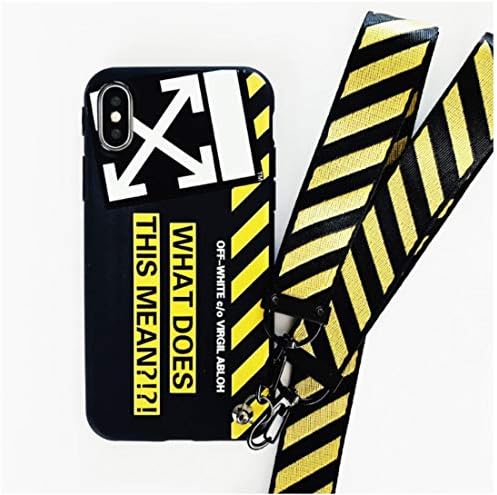 NCANGU Hypebeast Designer x Street Fashion Case - Slim Flexible TPU Durable Protective Cover with Designer Lanyard for iPhone Case (Yellow & Black 1, iPhone Xs/X)
