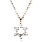 Barzel 18K Gold Plated Crystal Star of David Charm Necklace
