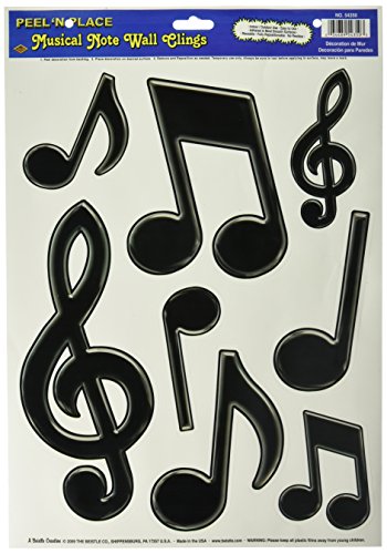 Musical Notes Peel N Place (Black) Party Accessory (1 Count) (8/Sh)