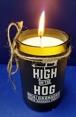 HIGH ON TH HOG Recycled Wine Bottle, 12 oz White Soy Wax Candle,, Maple Bacon Scent, YES! MAPLE BACON! Scent, Hand Poured in the USA. FREE UPGRADE TO EXPEDITED SHIPPING!