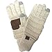 Hatsandscarf CC Exclusives Women Solid Ribbed Glove With Smart Tips (G-20) (IVORY/GOLD)