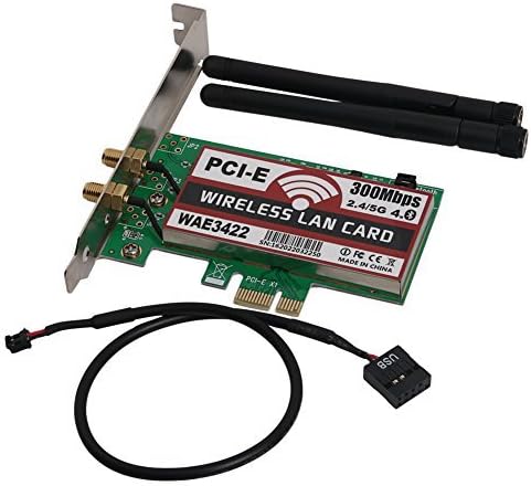 Slaxry Wireless Dual-Band 300Mbps PCI Express Adapter Network Card Wlan WiFi Adapter with Bluetooth 4.0 2dBi Antenna