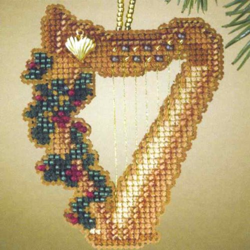 Harp Beaded Counted Cross Stitch Ornament Kit Mill Hill 2007 Holiday Harmony MH167304