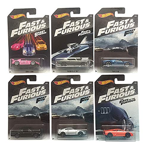 Hot Wheels Fast & Furious Bundle of 6 Cars from Fast & Furious, 2 Fast 2 Furious, Fast 5, The Fate of The Furious Movies (Fast And Furious 6 Best Cars)