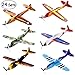 iBaseToy Flying Glider Plane - 8 Inch, 6 Different Designs, Construction Party Supplies Party Favors for Kids Boys, Foam Glider Toy for Birthday Giveaway Prize Goodie Bag (24 Pack)