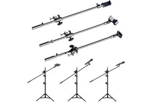 Tidevib Rotating Microphone Stand Boom Arm with for 360 Adjustable Clamp, 55 cm Extension Bracket Mic, Phone & Tablet, Black,