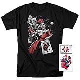 Harley Quinn DC Comics Joker Cards T Shirt & Exclusive Stickers (XX-Large)