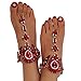 Holylove 1 Pair 7 Color Crystal Foot Jewelry for Women Barefoot Sandals Beach Wedding with Gift Box