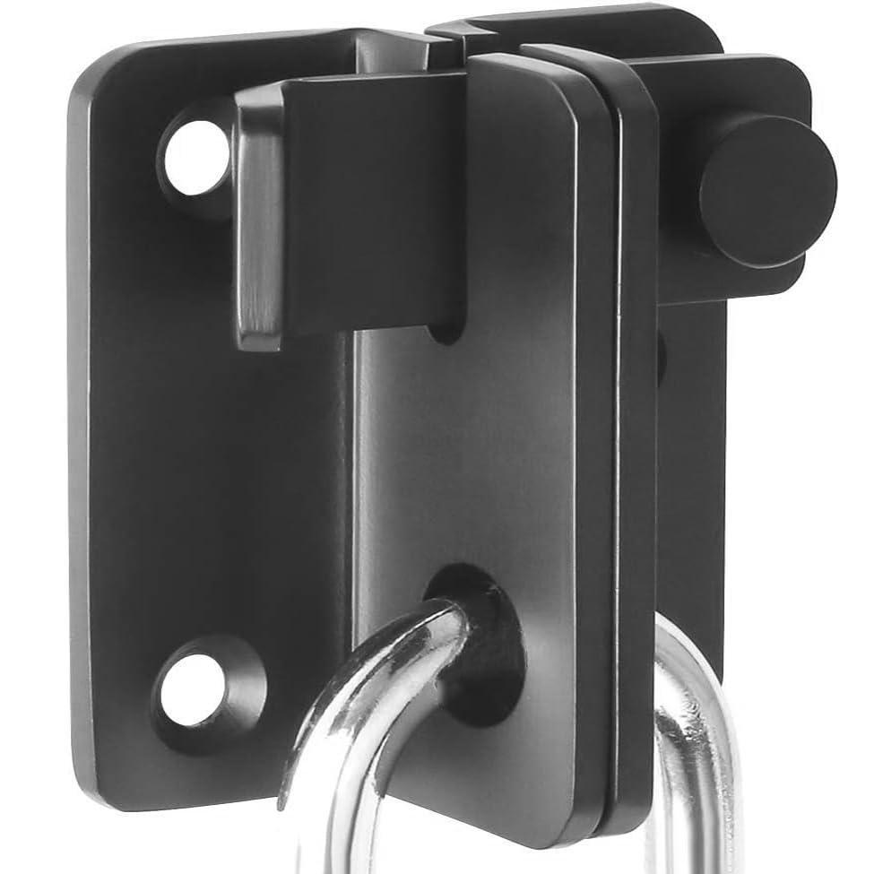 ZiYuya Flip Latch Gate Latches Slide Bolt Latch Safety Door Lock Catch for Barn Cabinet Garden Bathroom Garage Window Sliding Door Shed Lock (Black - Right Open, L 62 * 56MM)