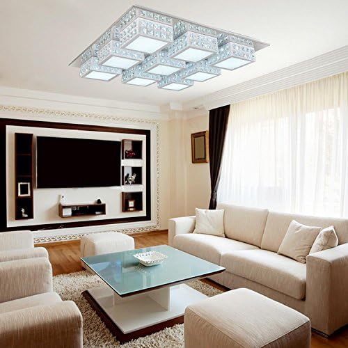 Simple and elegant LED 9-head modern crystal ceiling light for living room, LED acrylic bedroom ceiling lights (white)