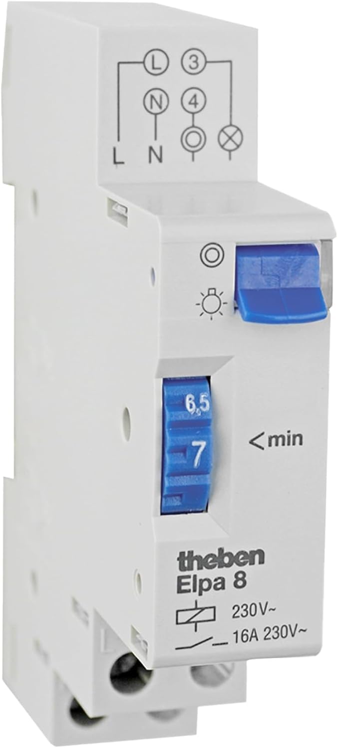 Theben easy-to-handle, precise electro-mechnanical staircase time switch ELPA 8-3(without floor lighting, not for new systems)-/4-conductors, 300 W LED, 1-7 min 0080002