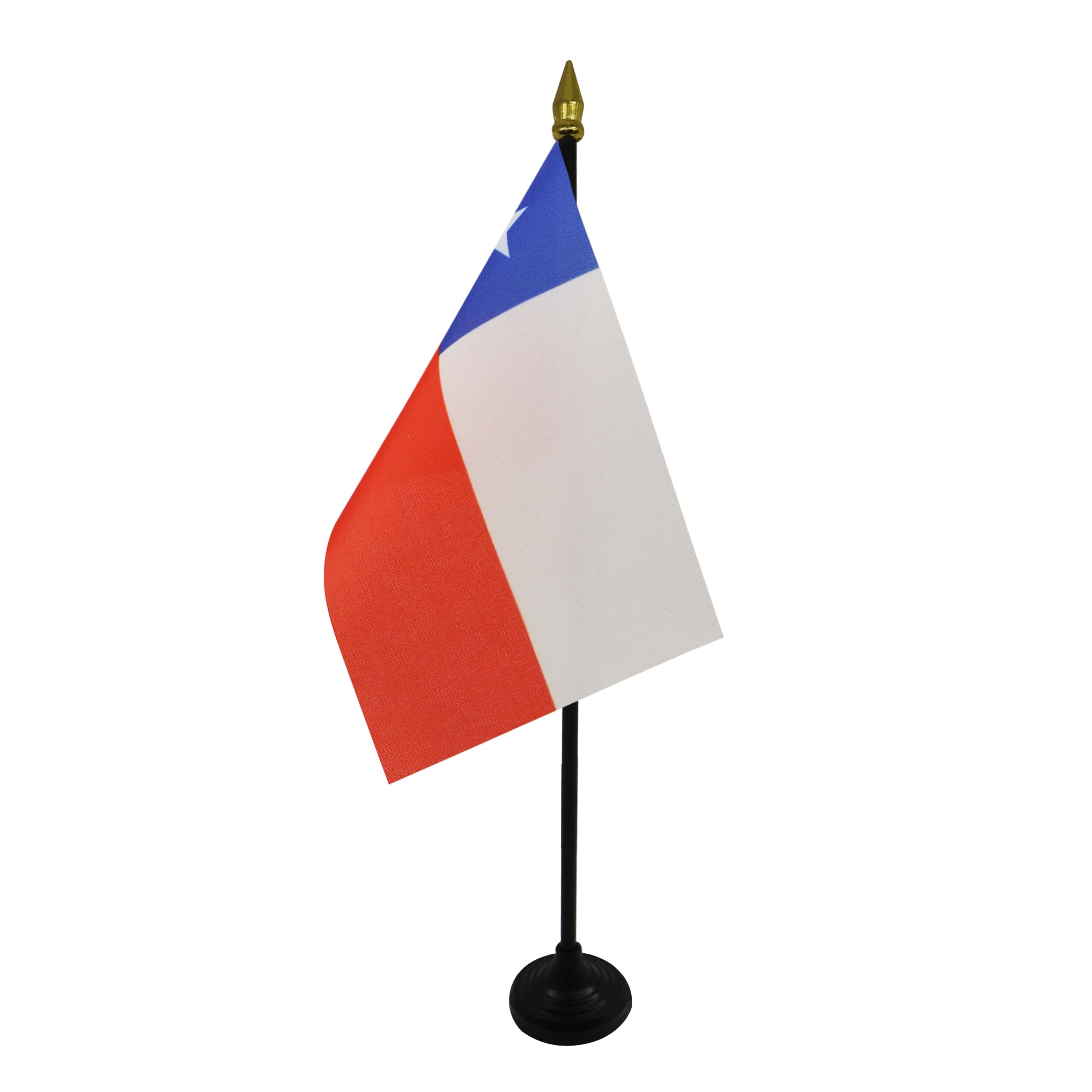 AZ FLAG - Chile Table Flag 4'' x 6'' - Chilean Mini Desk Flag 100% Polyester 15 x 10 cm - Office Mini Banner with 10'' Pole - Golden Spear