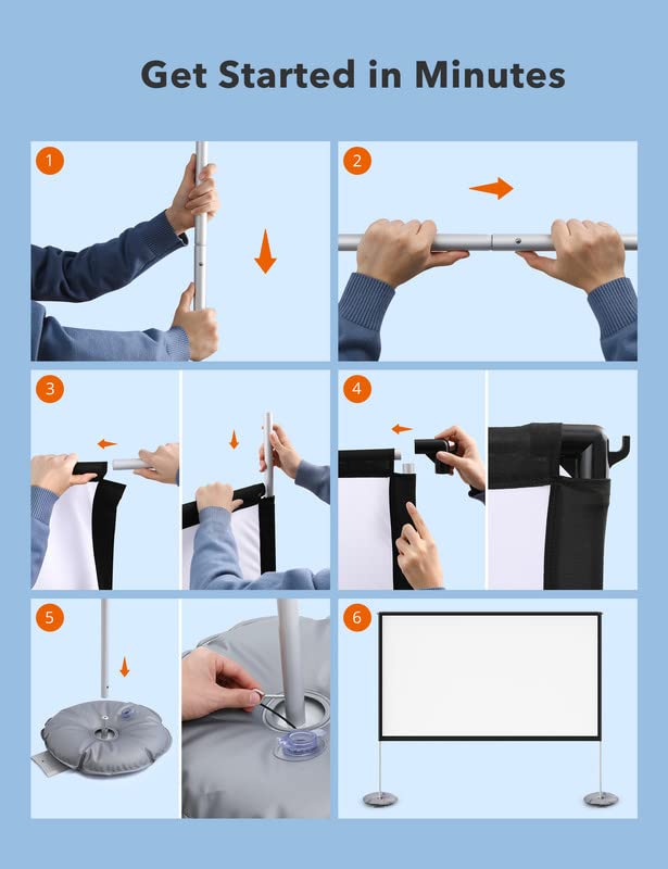 HYZ 100 inch Freestanding Projection Screen, Portable Front & Rear