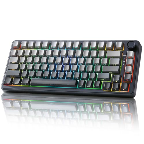 YUNZII B75 Mechanical Keyboard, 75% Hot Swappable with Knob, RGB Gasket Gaming Keyboard with Double-Shot PBT Keycaps, Cherry Profile for Win/MAC (Gradient Black, Milk V2 Linear Switch)